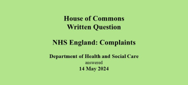 WQ NHS Complaint 14May24